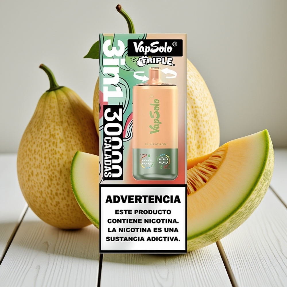 VapSolo Triple 30000 Puffs Üçlü Kavun | 40ml 20mg/50mg Type-C